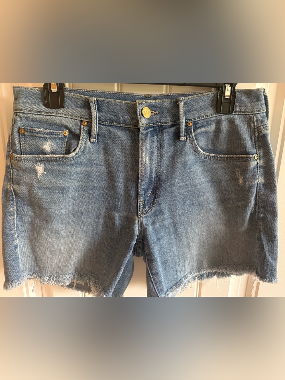 MOTHER Denim Cutoff Jean Shorts in Light Blue